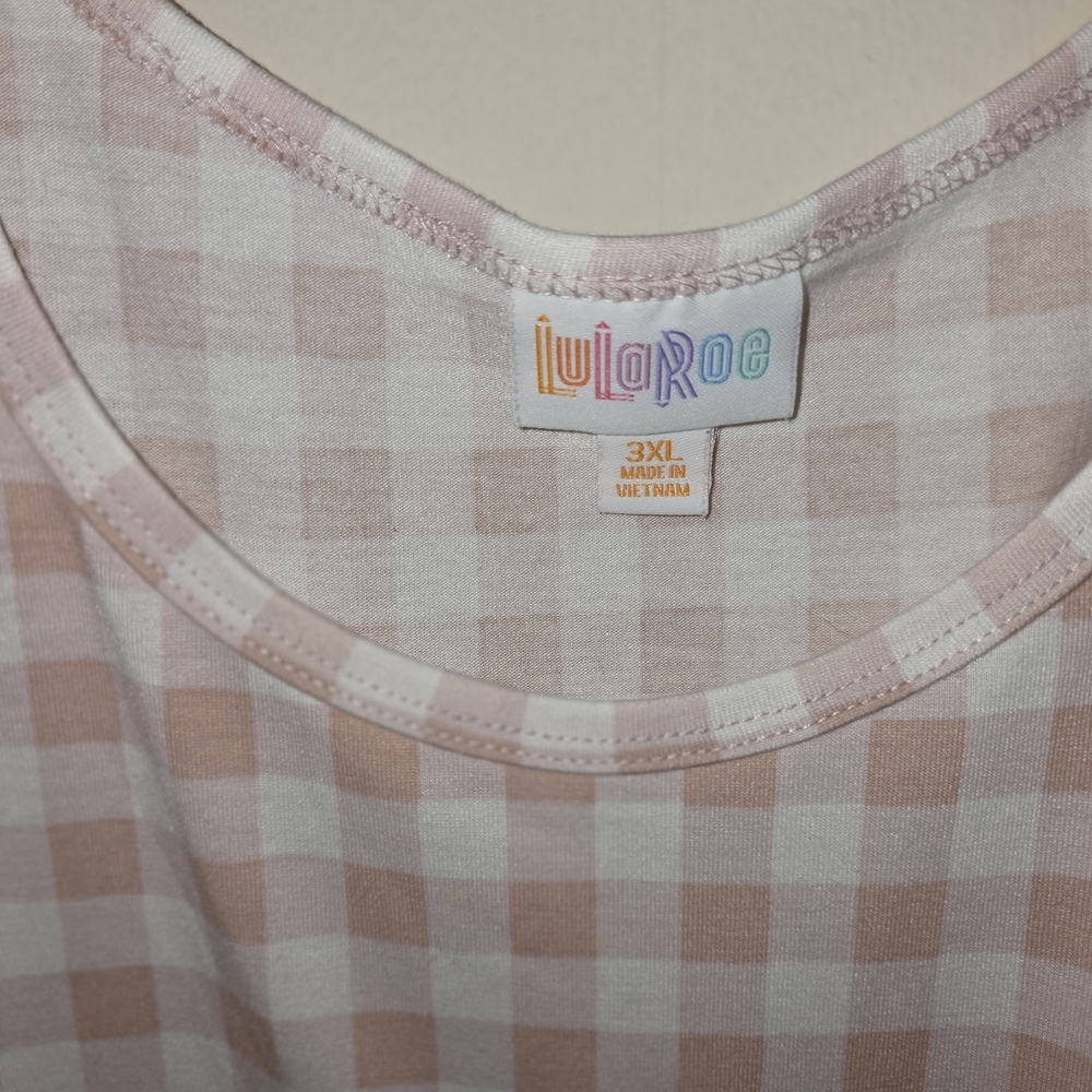 NWOT LuLaRoe Pink and White Checkered Dress - Picture 3 of 4